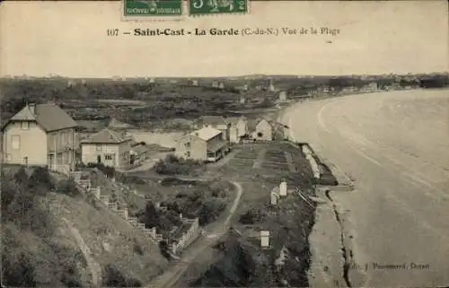 Ak Saint-Cast - La Garde (C.-du-N.) Frankreich, vue de la Plage