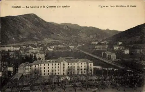 Ak Digne les Bains Alpes de Haute Provence, La Caserne, le Quartier des Arches