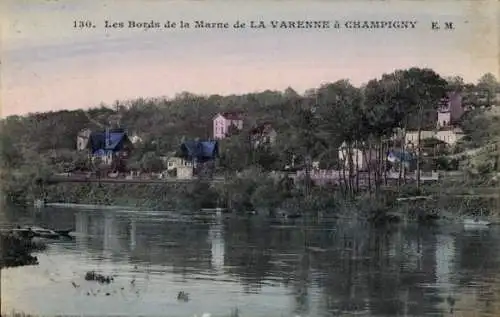 Ak La Varenne a Champigny Frankreich, Les Bords de la Marne