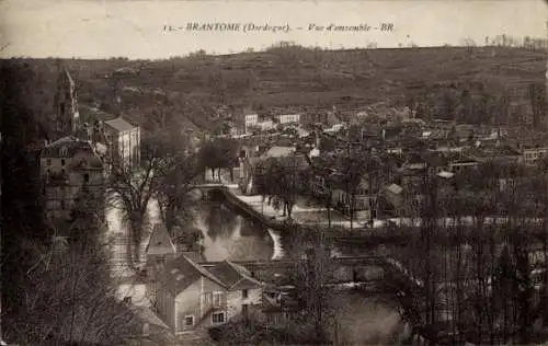 Ak Brantôme Dordogne, vue d'ensemble