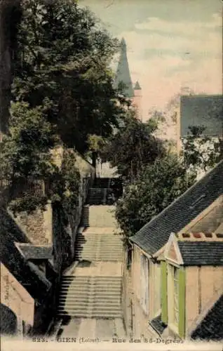 Ak Gien LoiretRue Gambetta, Rue des 85-Degrés