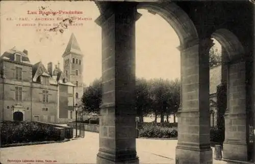 Ak Pau Pyrénées-Atlantiques, ancienne eglise St-Martin, ancien Palais du Parlement