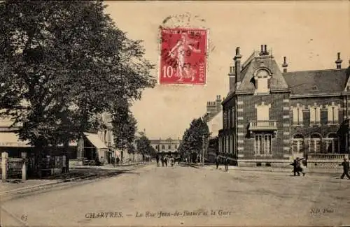 Ak Chartres Eure et Loir, Rue Jean-de Beauce, Gare