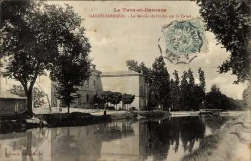 Ak Castelsarrasin Tarn et Garonne, Moulin de Prades sur le Canal