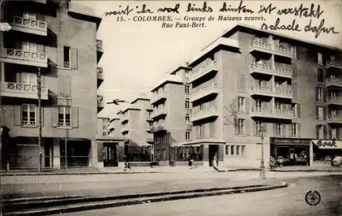 Ak Colombes Hauts de Seine, Groupe de Maisons neuves, Rue Paul-Bert