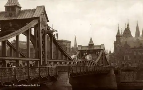 Ak Hansestadt Bremen, große Weserbrücke