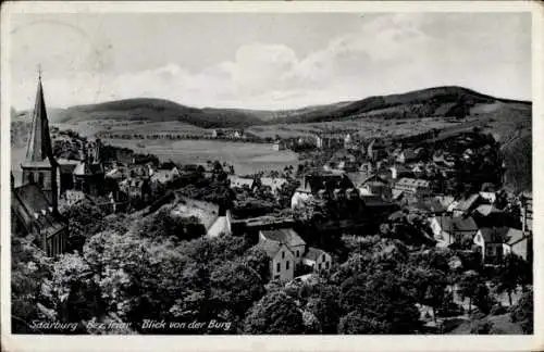 Ak Saarburg an der Saar Bezirk Trier, Totalansicht, Blick von der Burg