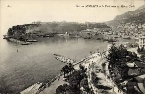 Ak Monte-Carlo Monaco, Stadt und Hafen