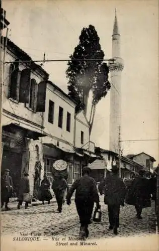 Ak Saloniki Saloniki Thessaloniki Griechenland, Straße, Minarett