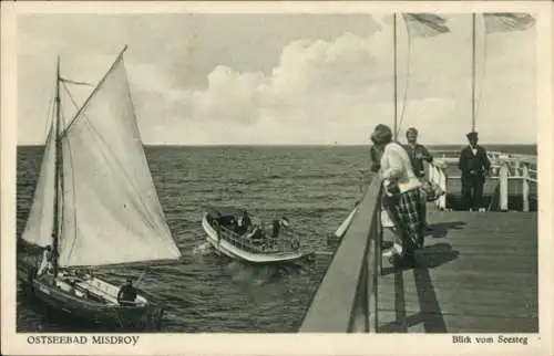 Ak Międzyzdroje Ostseebad Misdroy Pommern, Blick vom Seesteg