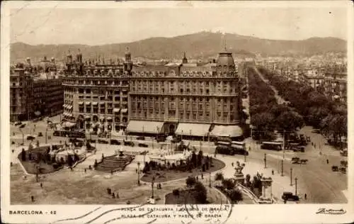 Ak Barcelona Katalonien Spanien, Plaza de Catalunya