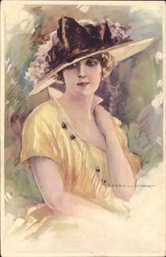 Künstler Ak Corbella, T., Dame mit Hut