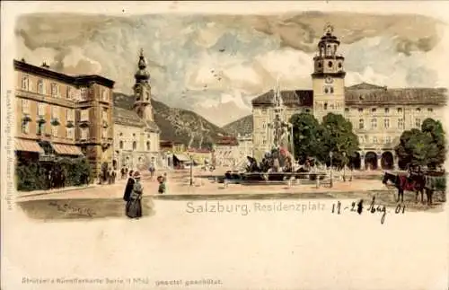 Künstler Litho Strützel, Otto, Salzburg Stadt Österreich, Residenzplatz