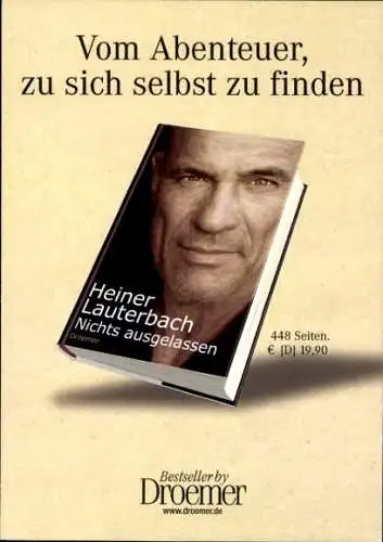 Ak Schauspieler Heiner Lauterbach, Portrait, Autogramm, Vom Abenteuer zu sich selbst zu finden