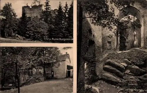 Ak Burgstein Weischlitz im Vogtland, Ruine Burgstein, Restauration