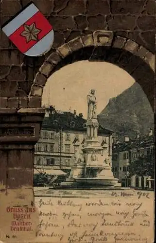 Wappen Ak Bozen Bolzano Südtirol, Walther-Denkmal