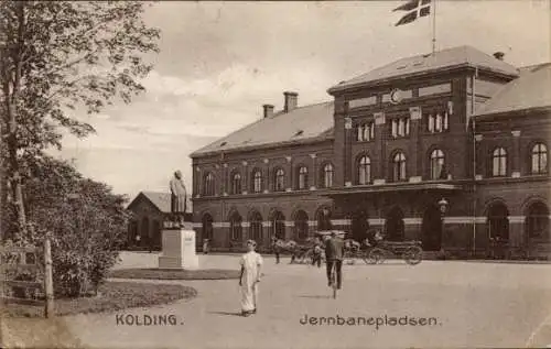 Ak Kolding Dänemark, Jernbanepladsen, Bahnhof