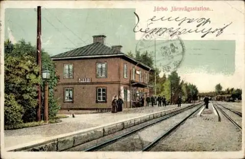 Ak Järbo Schweden, Bahnhof, Gleisseite