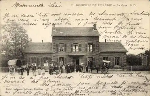 Ak Rosières en Santerre Somme, Bahnhof