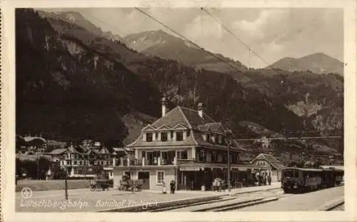 Ak Frutigen Kanton Bern, Lötschbergbahn, Bahnhof, Berner Alpenbahn