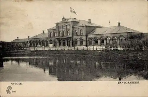 Ak Nyborg Dänemark, Bahnhof