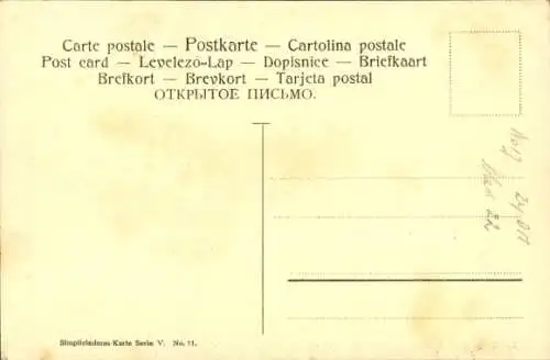 Jugendstil Künstler Ak Renicek, F. v., Tanzendes Paar, Simplicissimus V 11