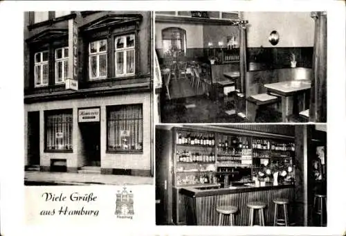 Ak Hamburg Mitte Altstadt, Hannovera, Tresen, Gastraum, Außenansicht