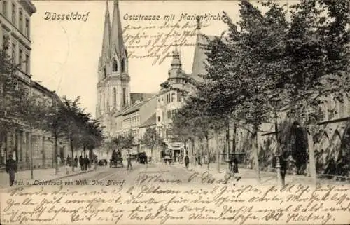 Ak Düsseldorf am Rhein, Oststraße mit Marienkirche