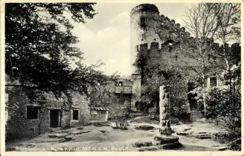 Ak Sobieszów Hermsdorf Kynast Riesengebirge Schlesien, Burg Kynast, Ruine, Burghof