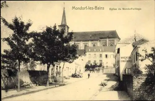 Ak Mondorf les Bains Bad Mondorf Luxemburg, Kirche von Mondorf-Dorf