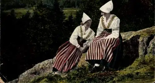 Ak Leksand Schweden, Frauen in schwedischen Landestrachten