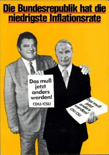 Ak Die Bundesrepublik hat die niedrigste Inflationsrate, Franz Josef Strauß, Politiker