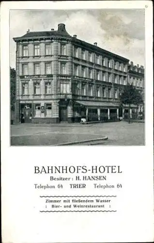 Ak Trier, Bahnhofshotel H. Hansen