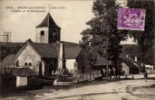 Ak Recey sur Ource Côte d'Or, Kirche, Monument