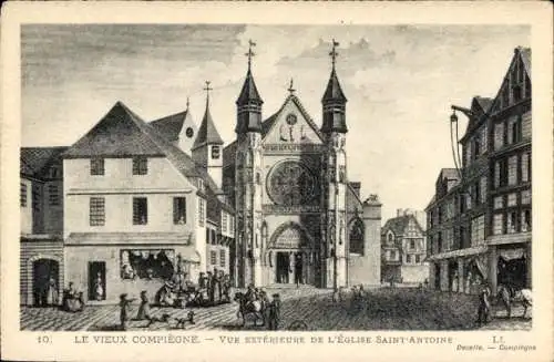 Ak Compiègne Oise, vue exterieure de l'Eglise Saint-Antoine