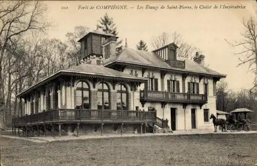 Ak Compiègne Oise, Etangs de Saint-Pierre, Chalet de l'Imperatrice