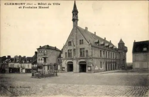 Ak Clermont Oise, Rathaus, Fontaine Masse