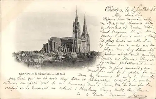 Ak Chartres Eure et Loir, Cote Nord de la Cathedrale