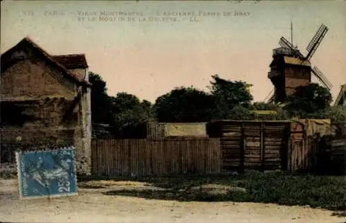 Ak Paris, Vieux Montmartre, ferme de Bray, Moulin de la Galette