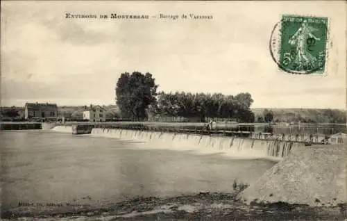 Ak Montereau Seine et Marne, Varennes-Staudamm