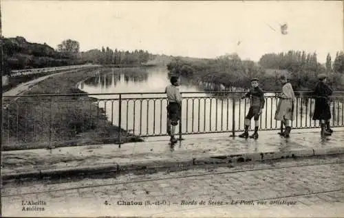 Ak Chatou Yvelines, Kinder auf der Brücke