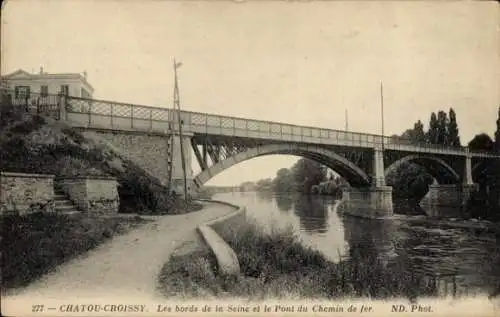 Ak Chatou Croissy Yvelines, Pont du Chemin de fer