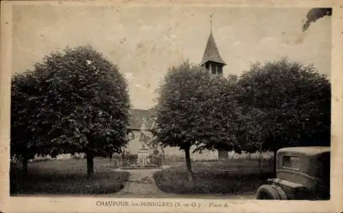 Ak Chaufour les Bonnières Yvelines, Place de la Église