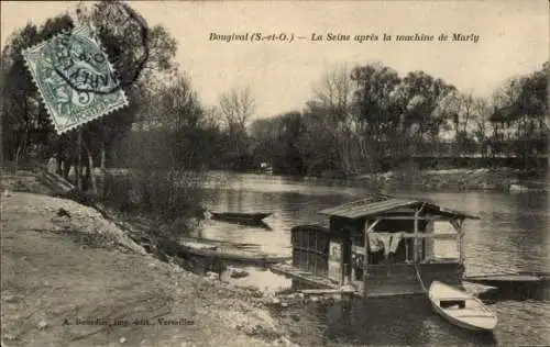 Ak Bougival Yvelines, Die Seine nach der Marly-Maschine