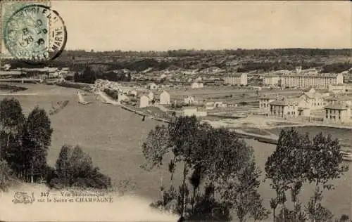 Ak Champagne sur Seine Seine et Marne, Panoramablick