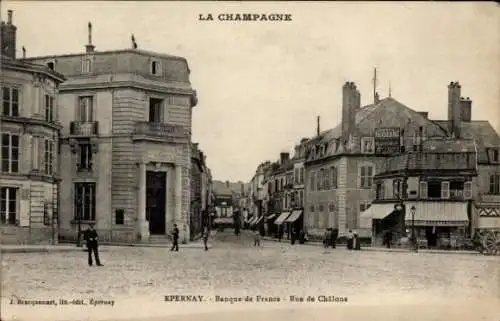 Ak Épernay Marne, Bank von Frankreich, Rue de Châlons