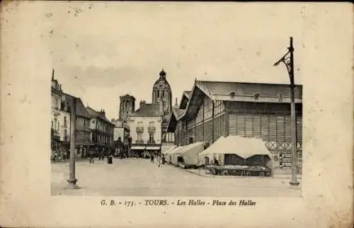 Ak Tours Indre et Loire, Les Halles, Place des Halles