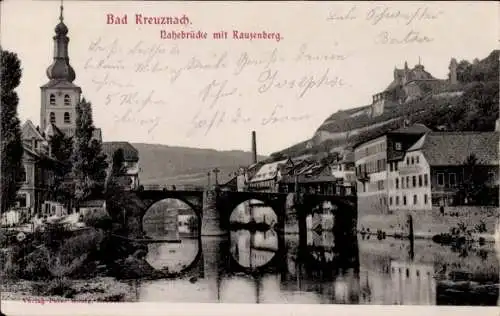 Ak Bad Kreuznach in Rheinland Pfalz, Nahebrücke, Kauzenberg