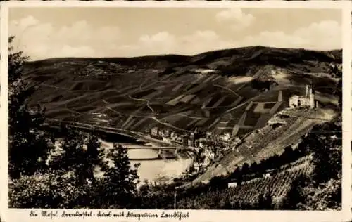 Ak Bernkastel Kues an der Mosel, Burg Landshut, Ruine, Teilansicht