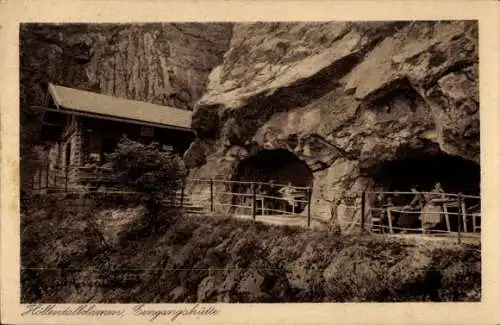 Ak Höllentalklamm Grainau, Eingangshütte, Hammersbach, Felsen